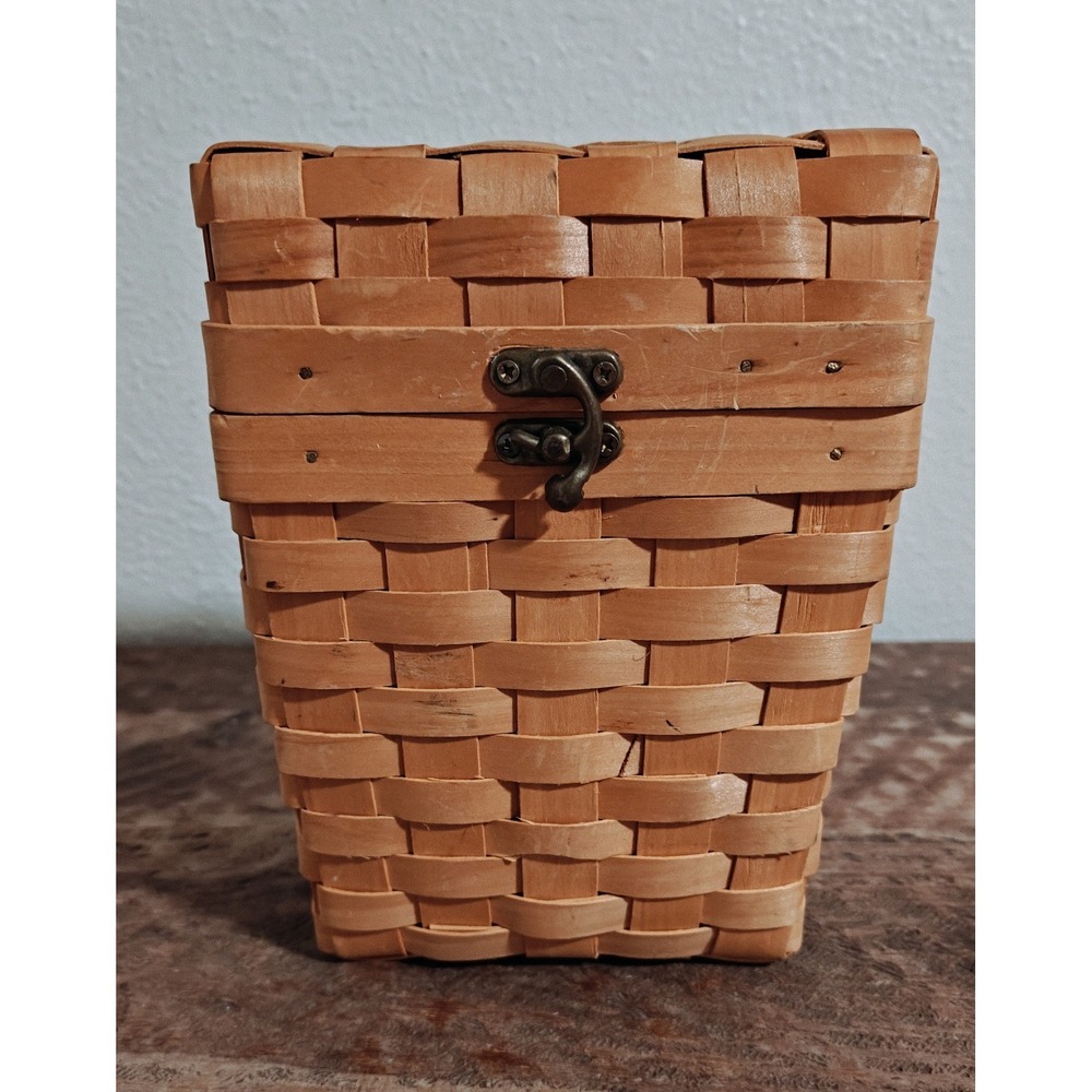 Tasket Renaissance Lidded Canister Sugar Fir Wood Basket Insert 8.5" Tall